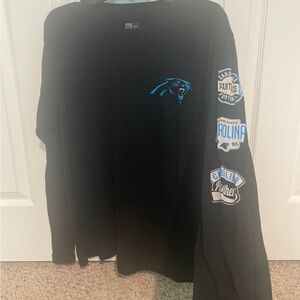 Men’s Next Era Carolina Panther’s Long Sleeve Tee T Shirt Black Blue Medium M